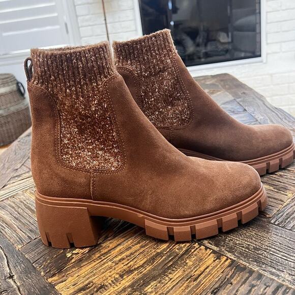 NWOT Steve Madden Hayle Platform Chelsea Boot Chestnut Suede - Sz 10 - Picture 6 of 9